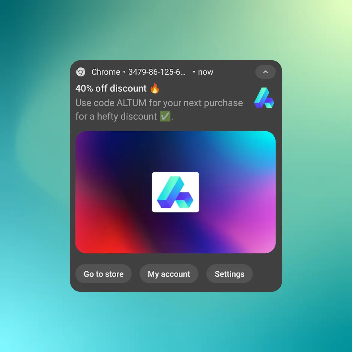 Screenshot der App, die Benachrichtigungen sendet