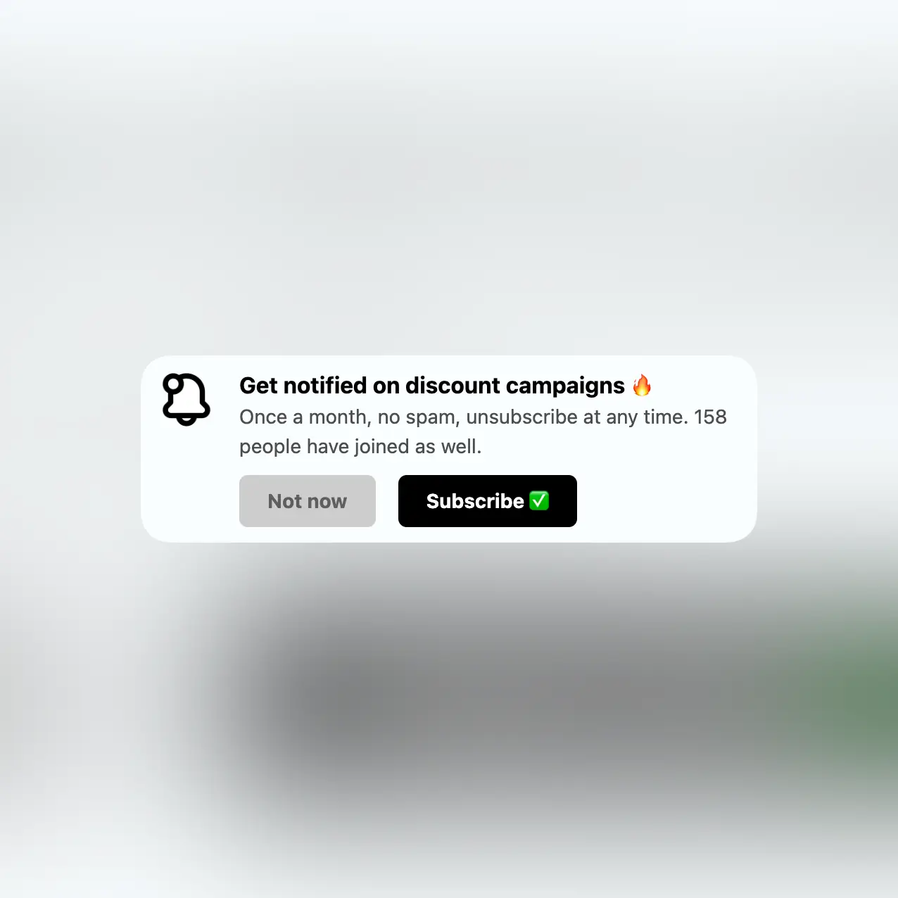 Screenshot des App-Prompt-Widgets-Beispiels für Benutzer zum Abonnieren